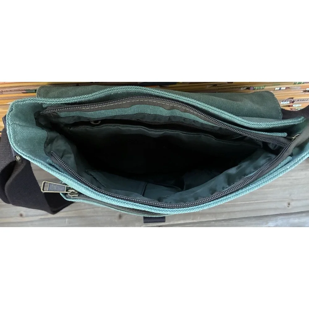 Triple Tree‎ Canvas Messenger Bag Army Green, Cross Body Adjustable